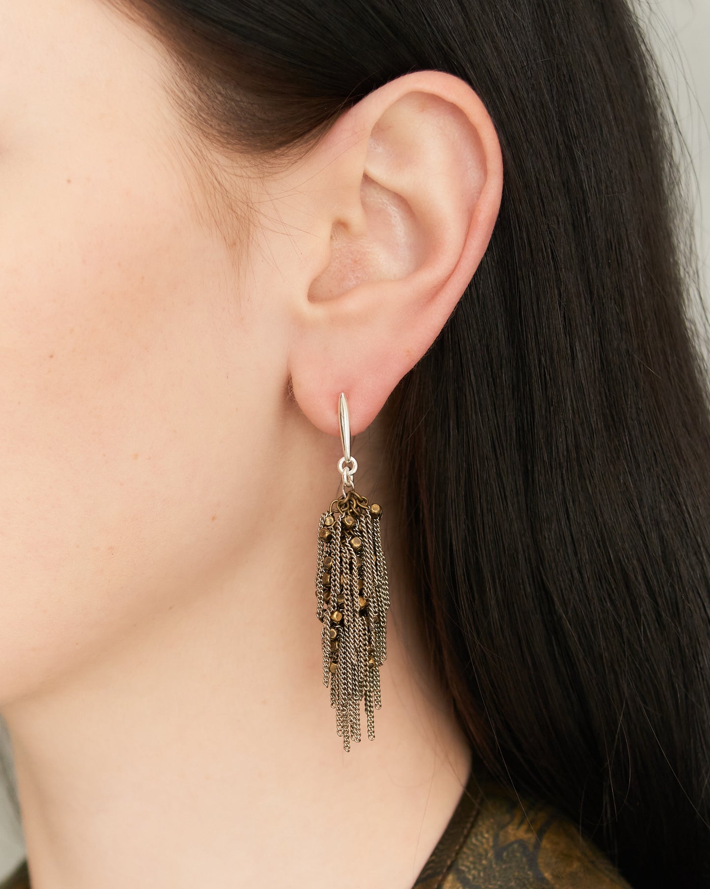 Bronze Bead Frayed Earrings