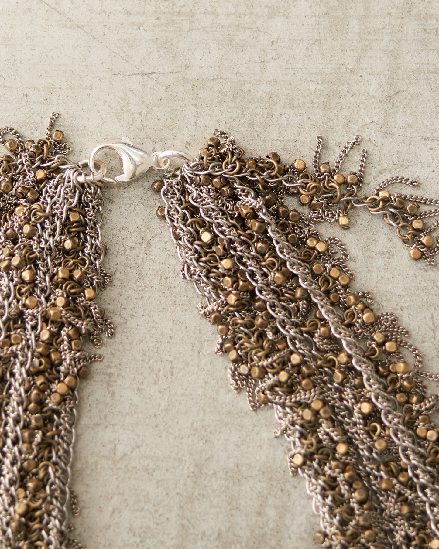 Bronze Bead Triple Frayed Necklace