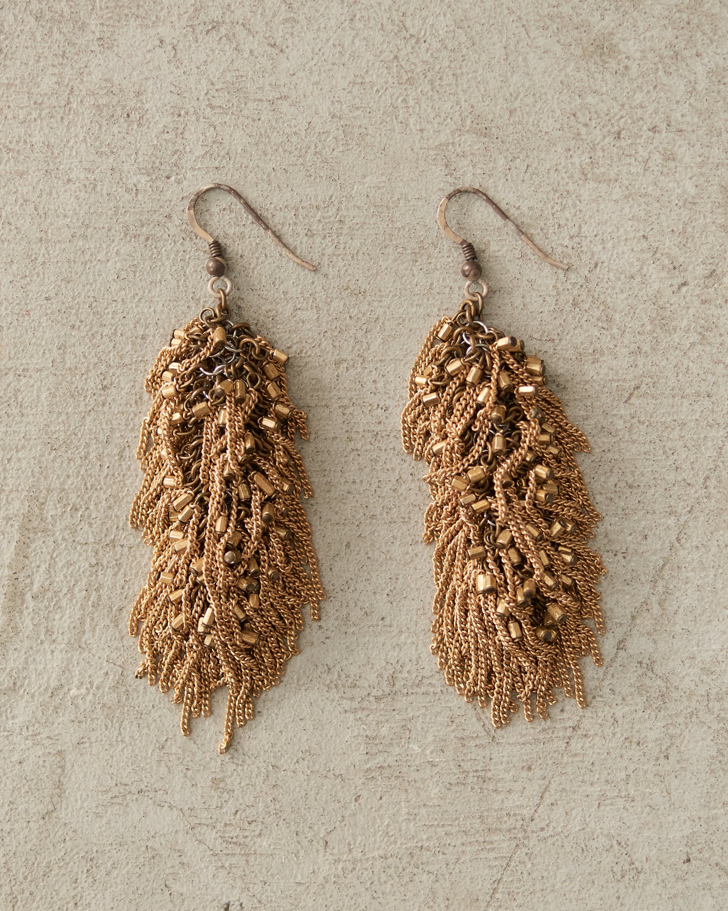 Bronze Glass Bead Frayed Earrings