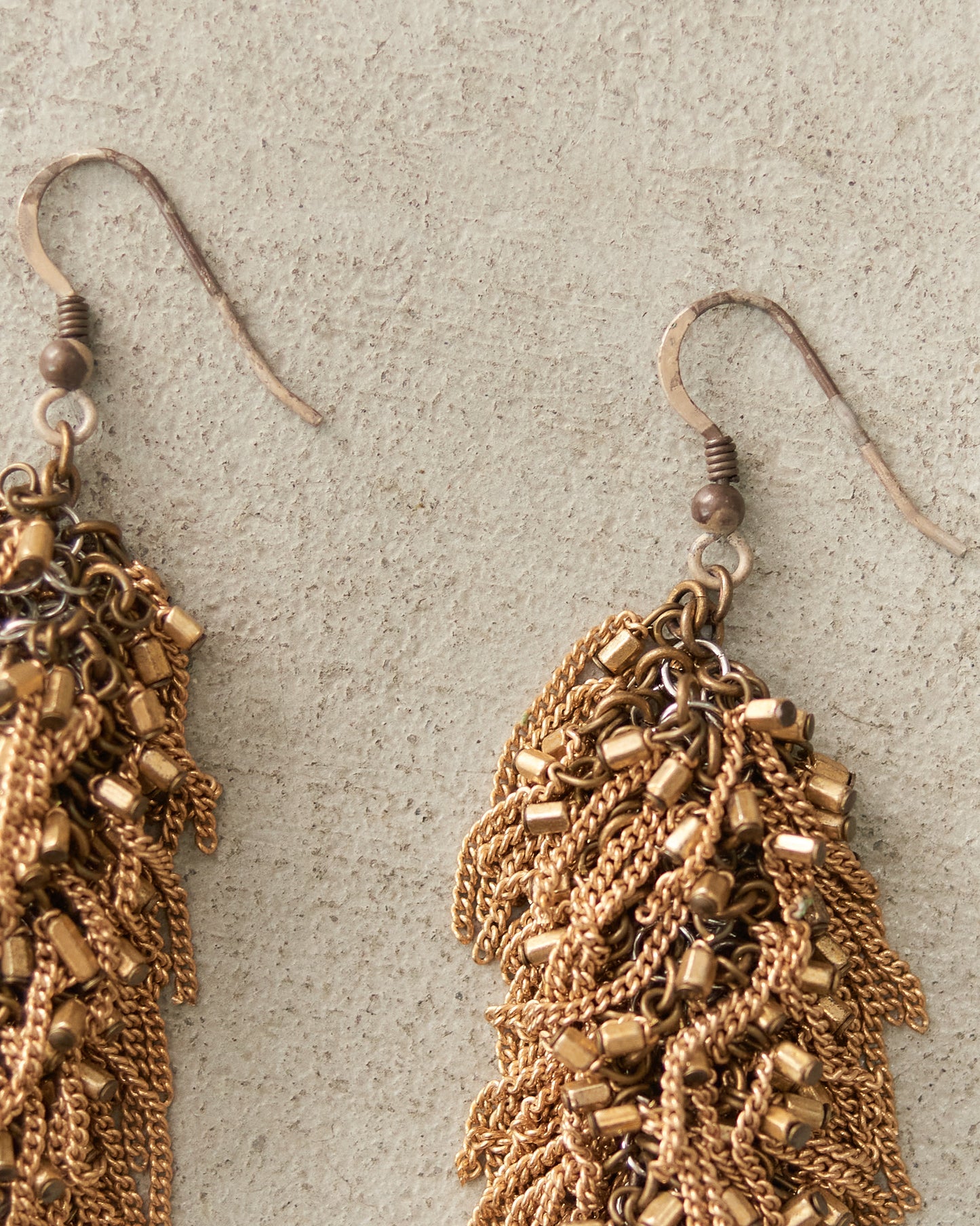 Bronze Glass Bead Frayed Earrings