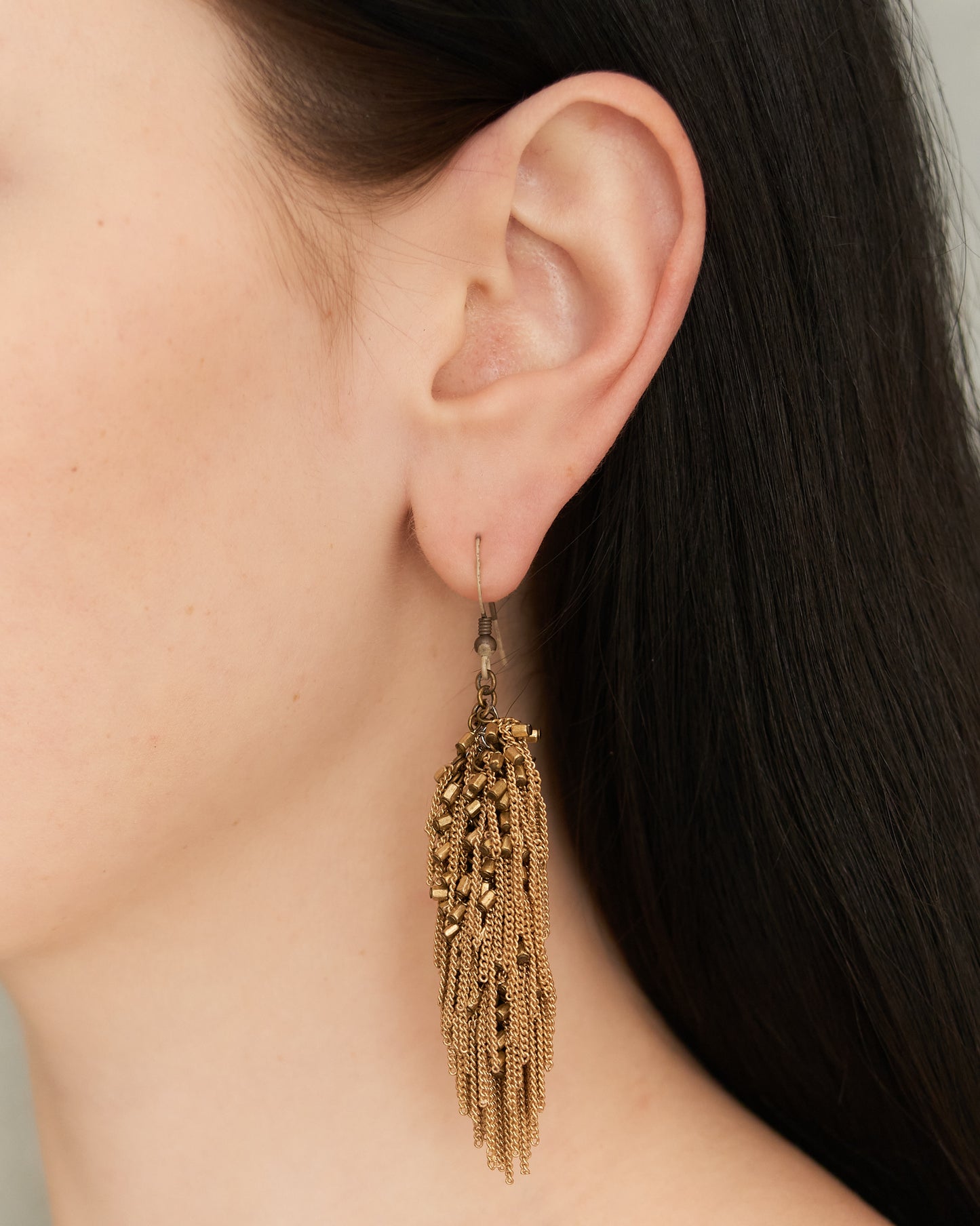 Bronze Glass Bead Frayed Earrings