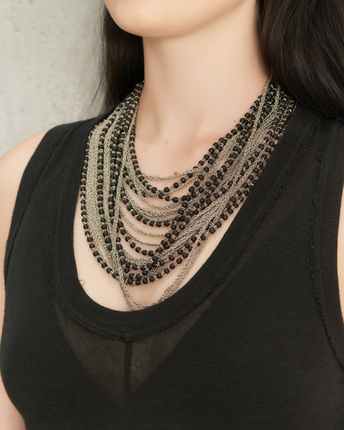 Charcoal Bead Multi-Braided Chain