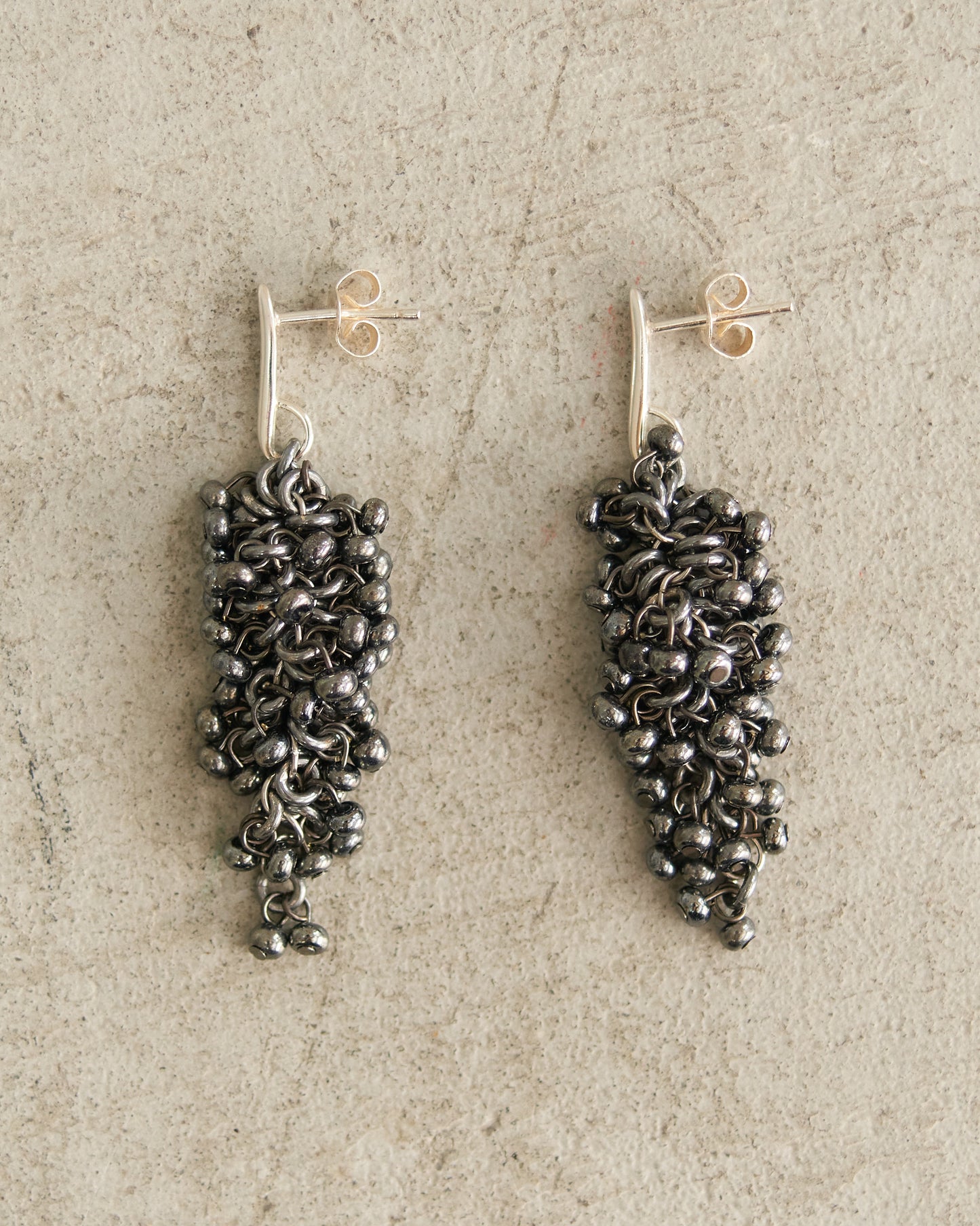 Dark Silver Vintage Bead Earrings