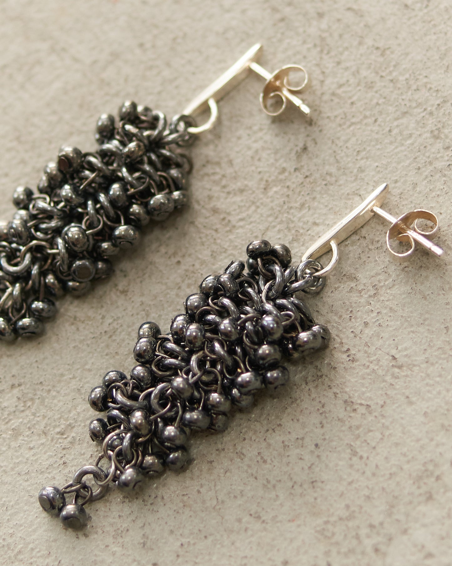 Dark Silver Vintage Bead Earrings