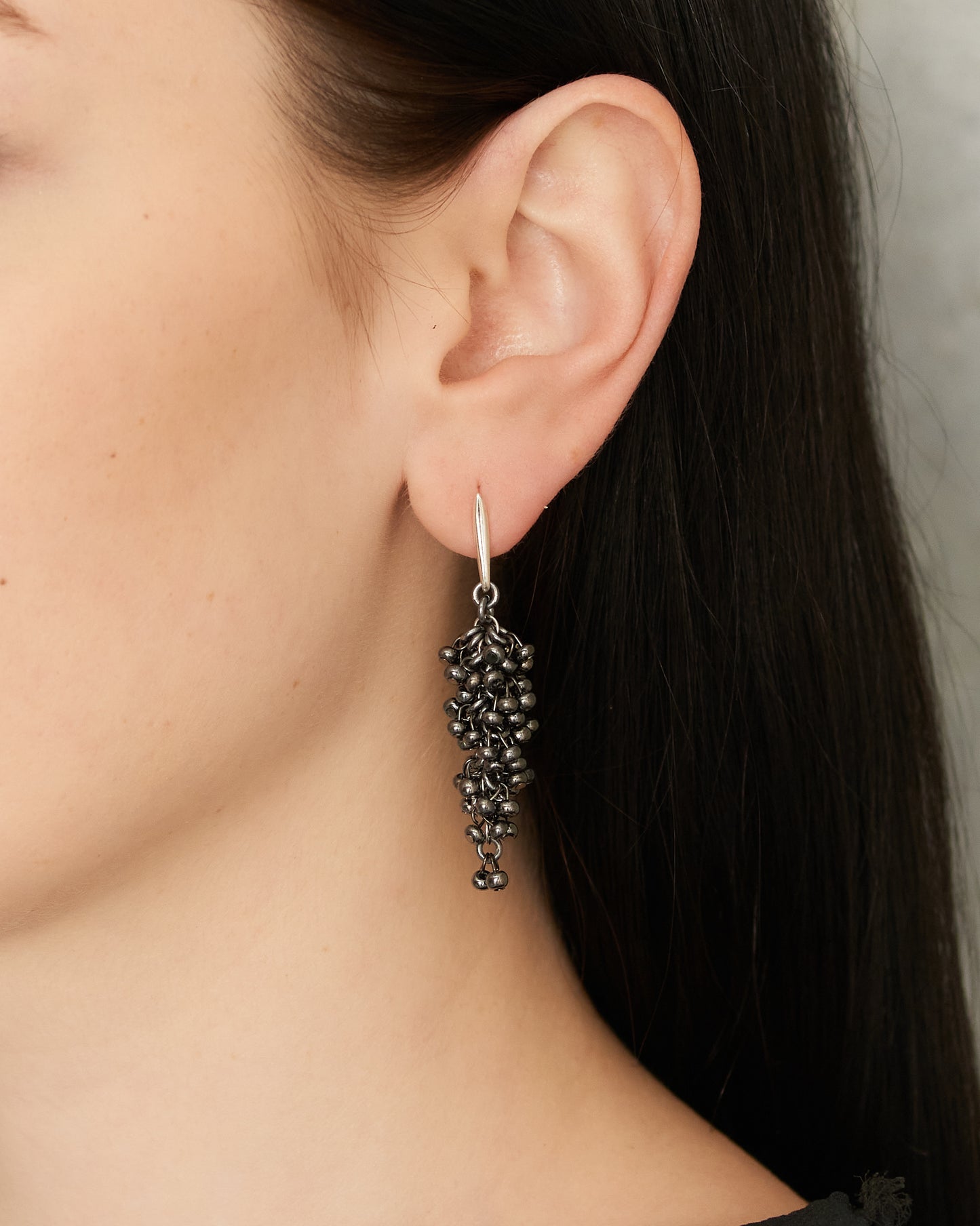 Dark Silver Vintage Bead Earrings