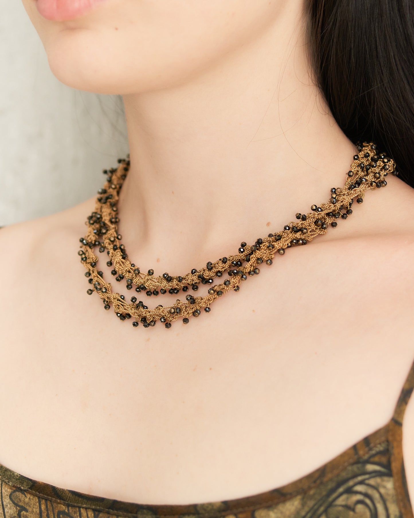 Jet Bead Double Chain Necklace