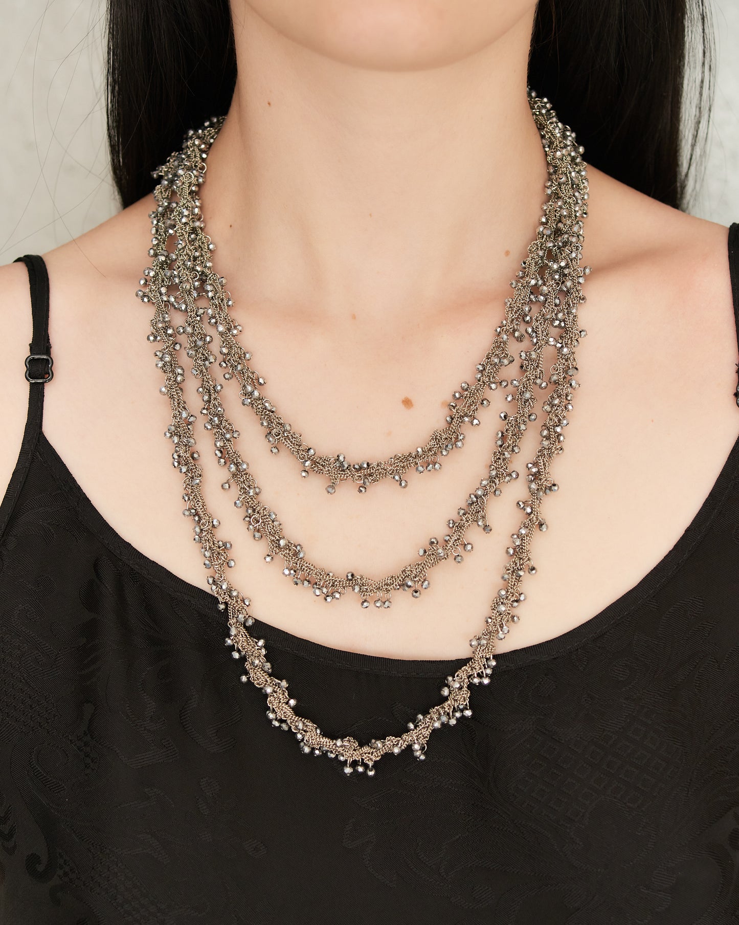 Silver Bead Knitted Necklace