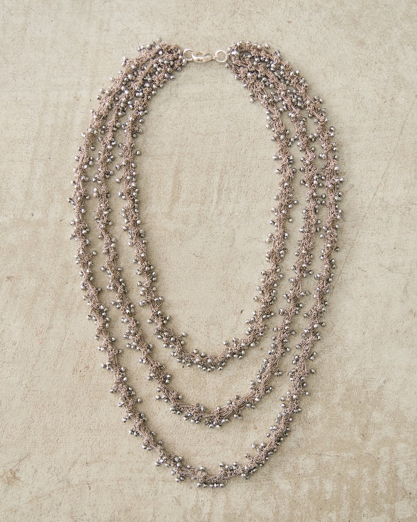 Silver Bead Knitted Necklace