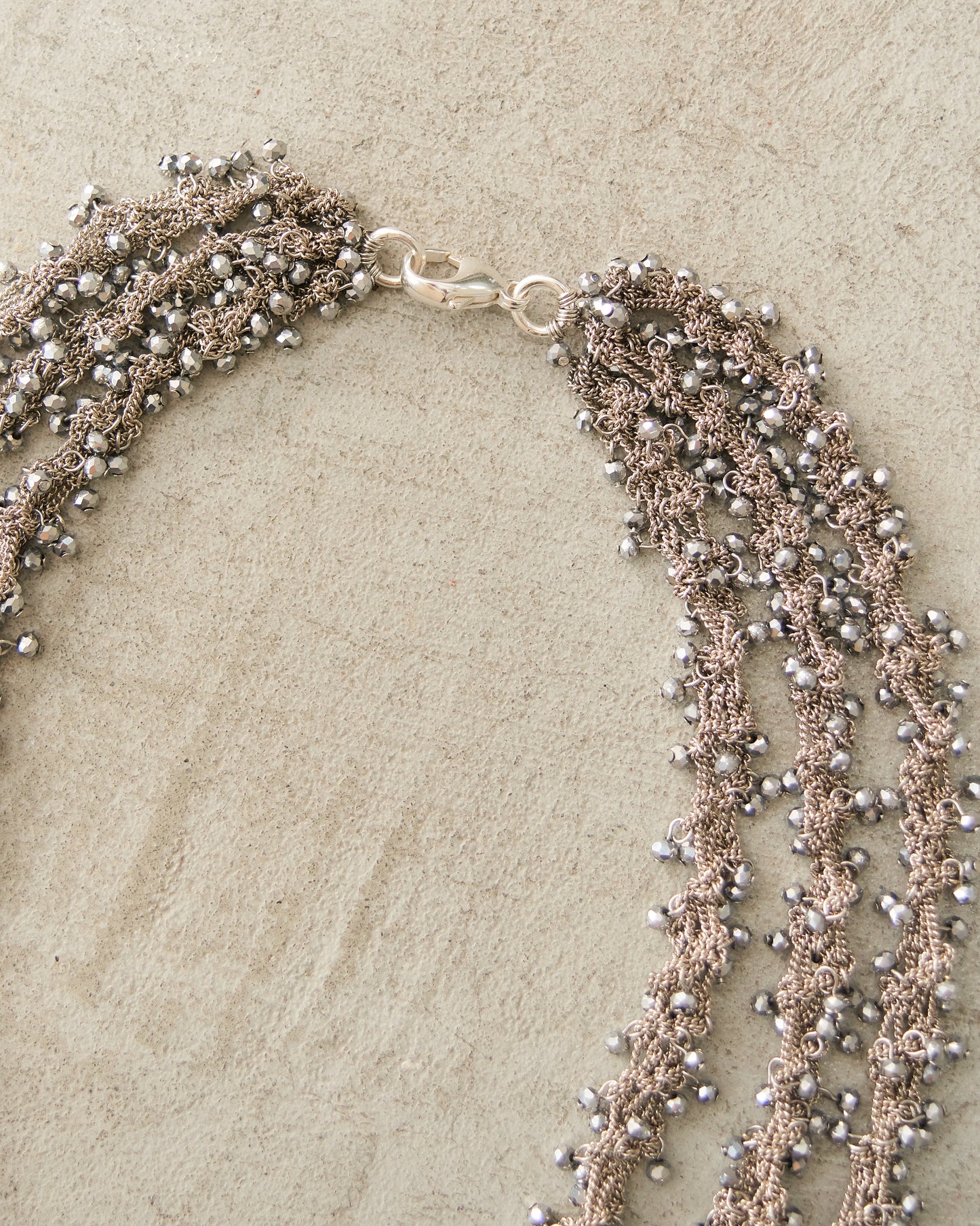 Silver Bead Knitted Necklace