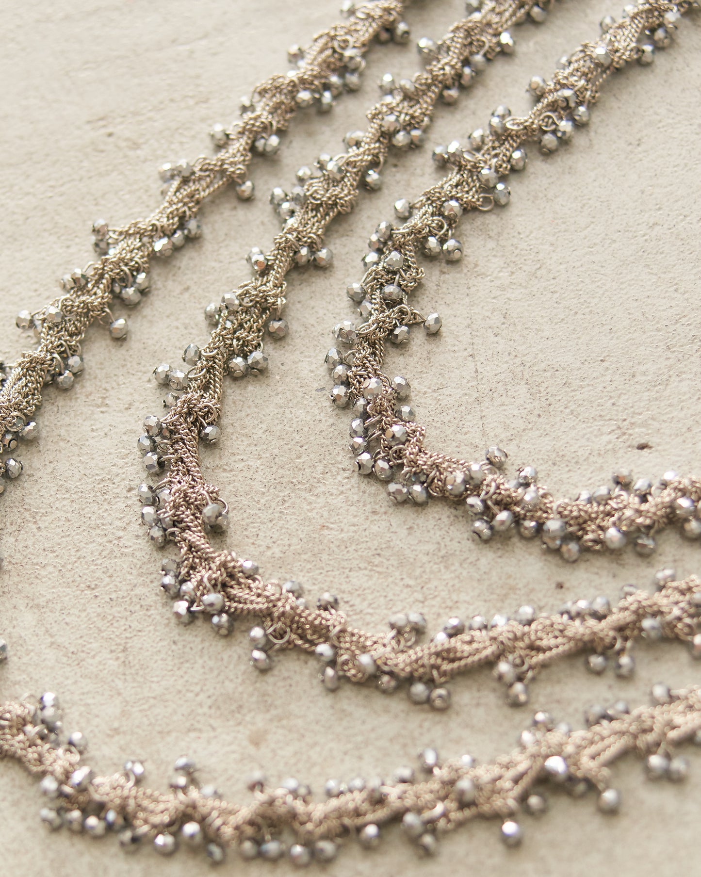 Silver Bead Knitted Necklace