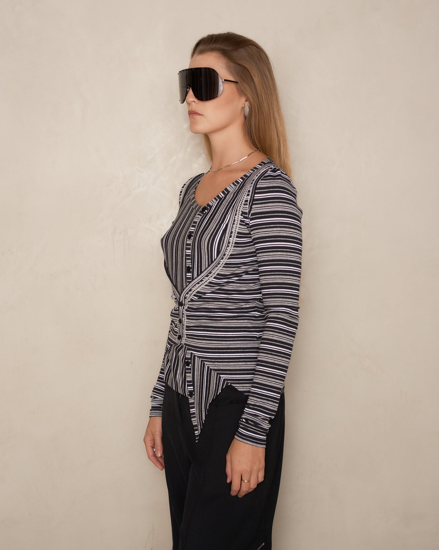 Night Stripe Double Jersey Cardigan