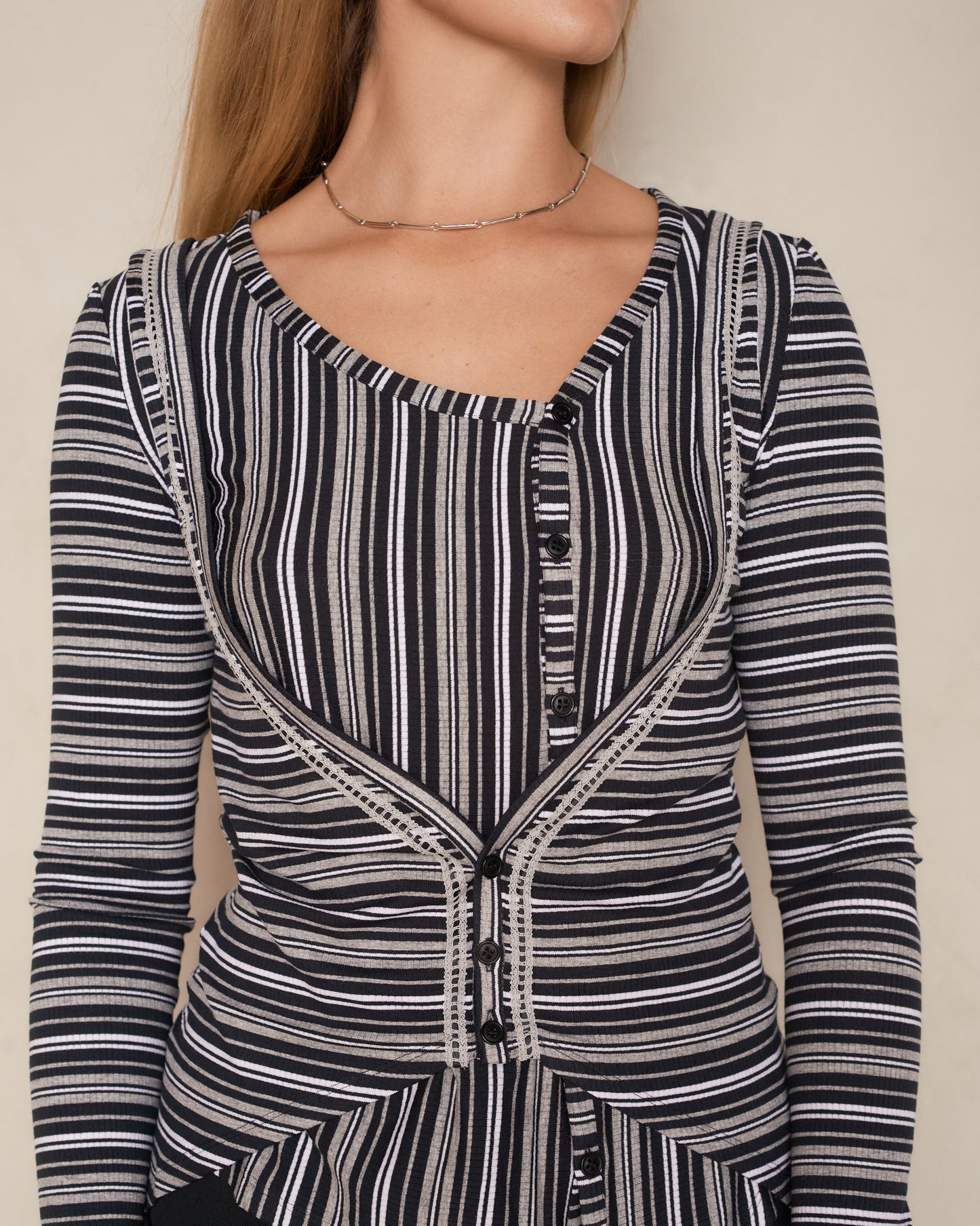 Night Stripe Double Jersey Cardigan