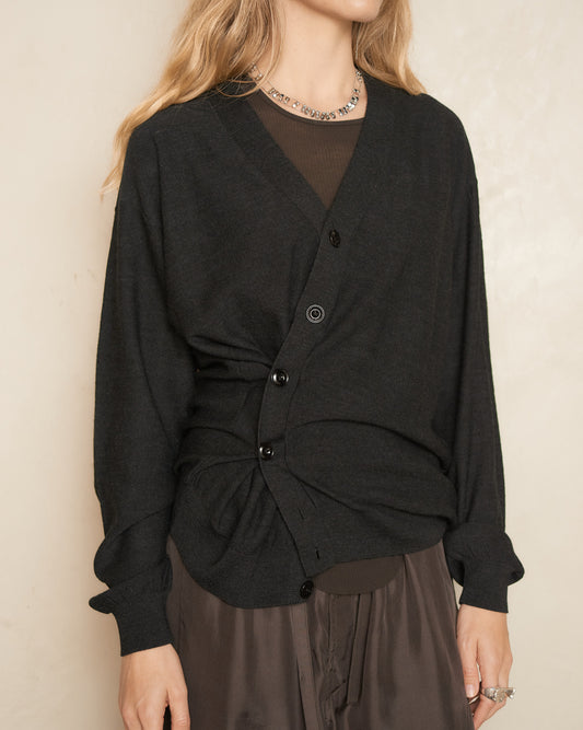 Anthracite Twisted Relaxed Cardigan