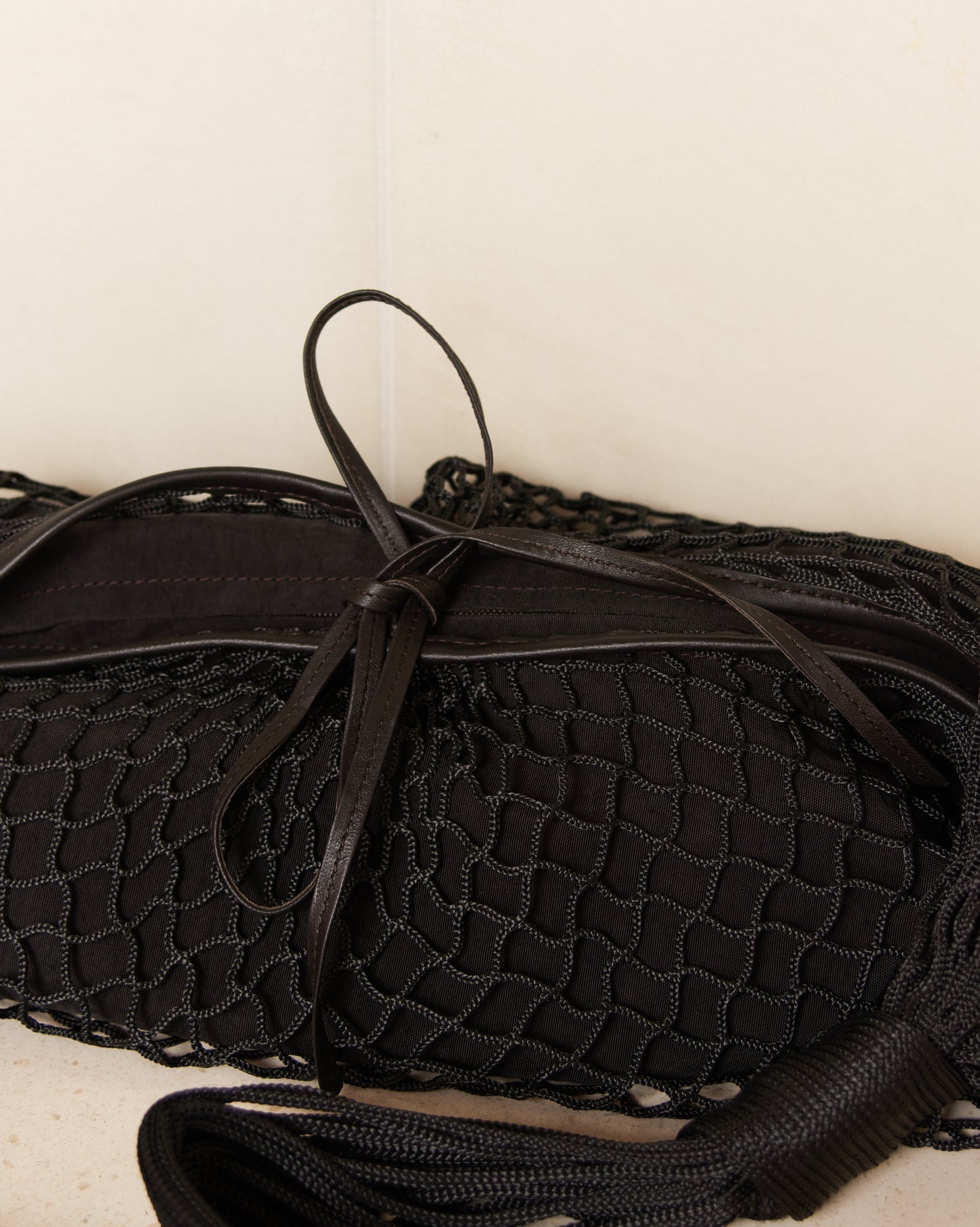 Black Croissant Netted Filt Bag