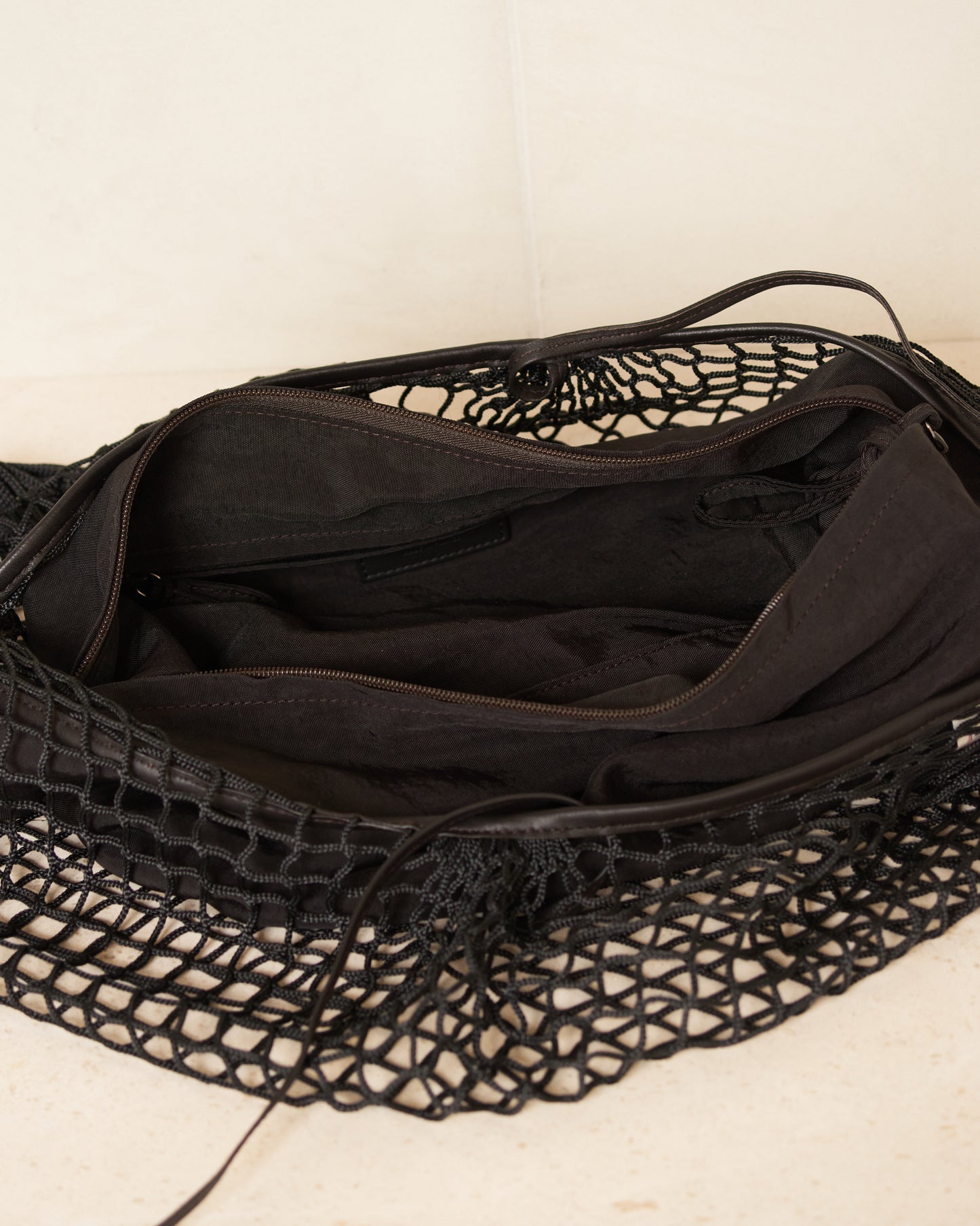 Black Croissant Netted Filt Bag