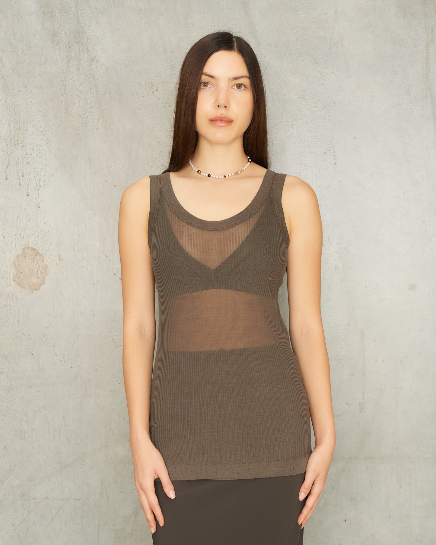 Dark Brown Seamless Ribbed Tank