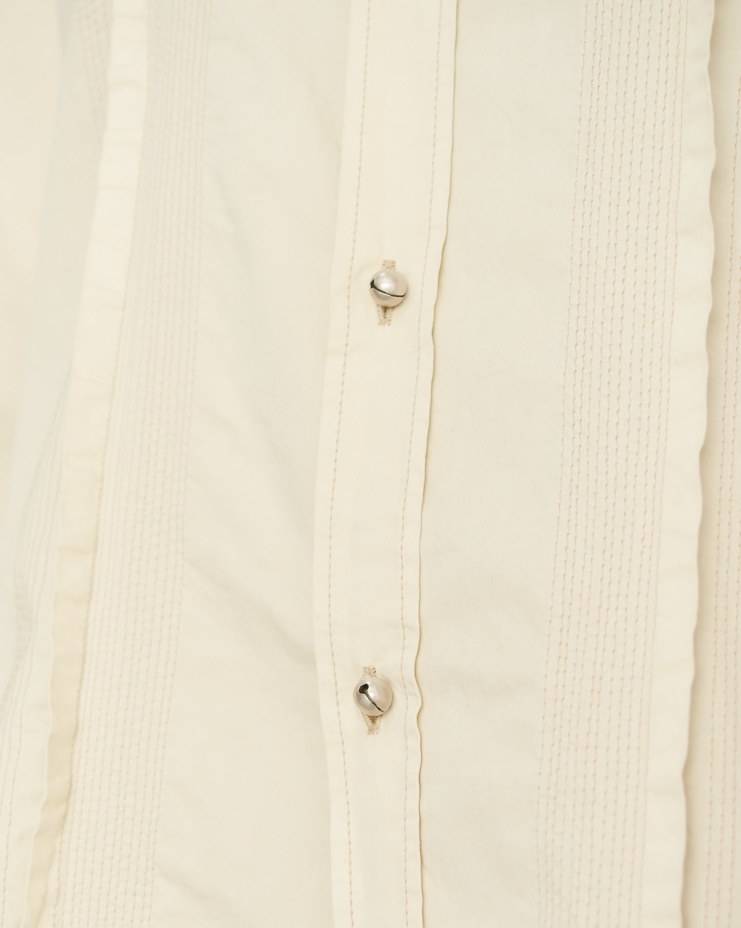 Creamy White Topstitch Fitted Shirt