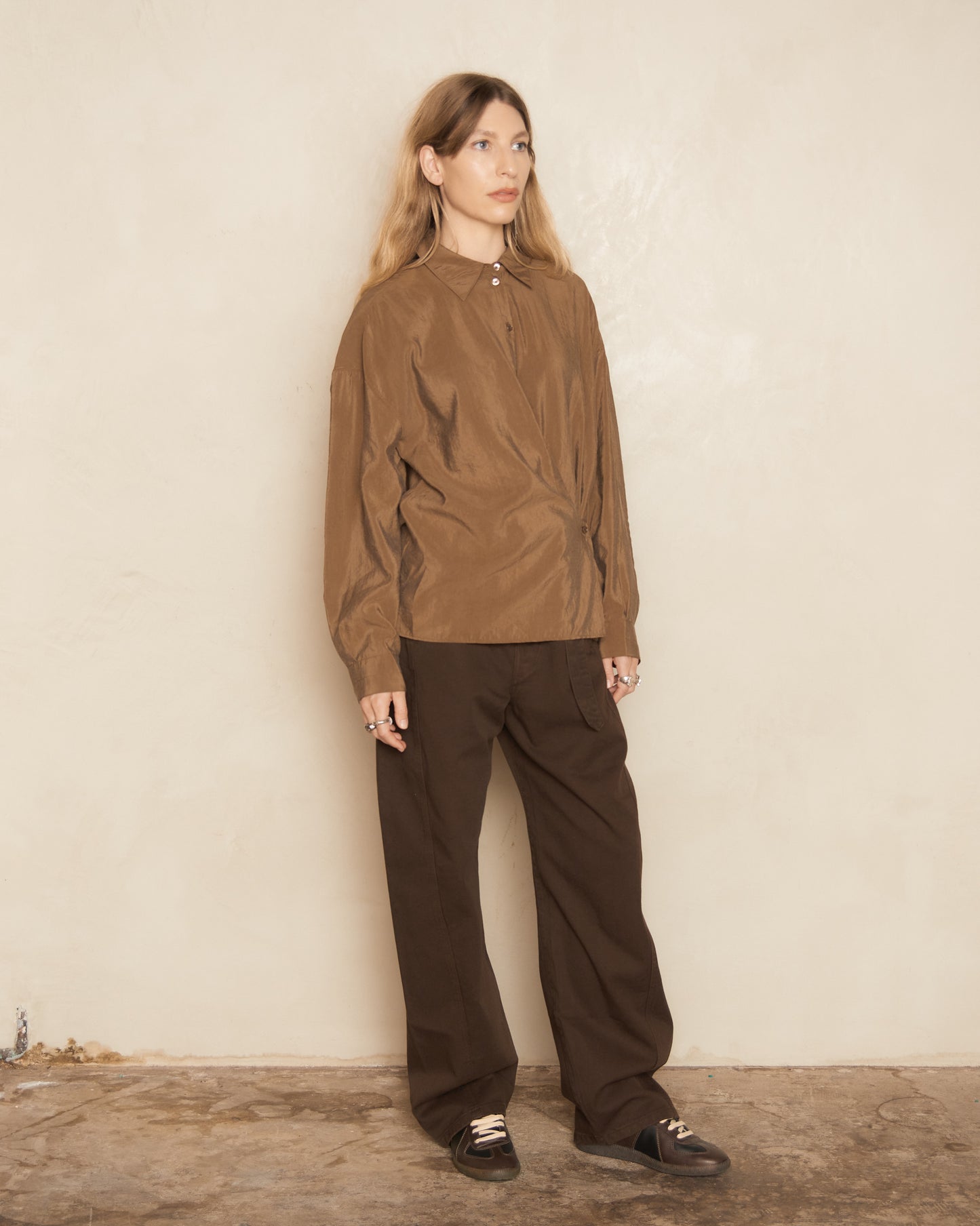 Espresso Brown Twisted Belted Trousers