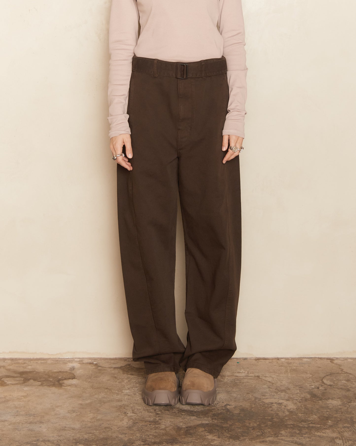 Espresso Brown Twisted Belted Trousers