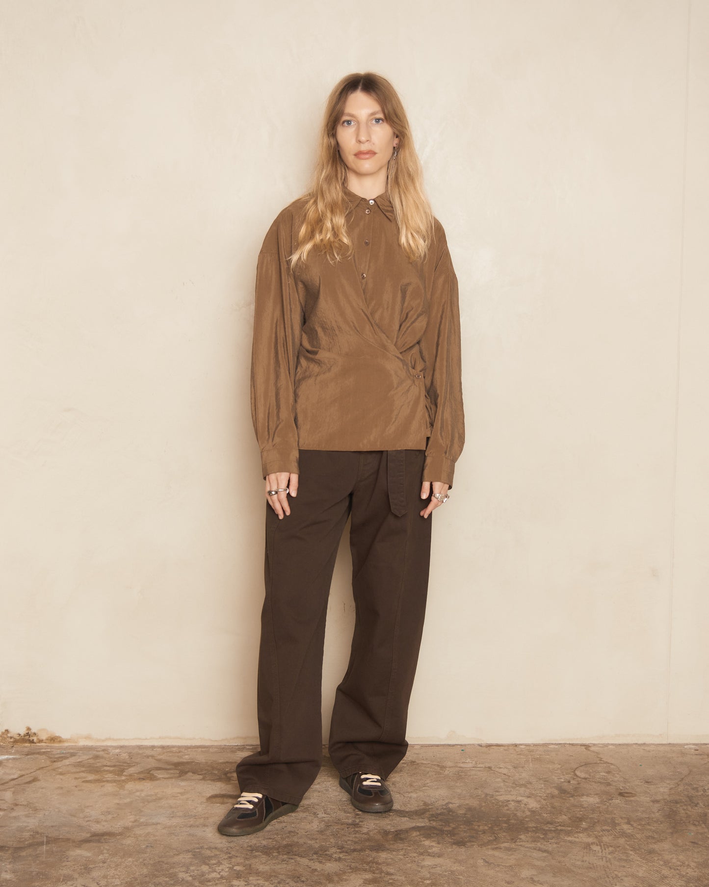 Espresso Brown Twisted Belted Trousers