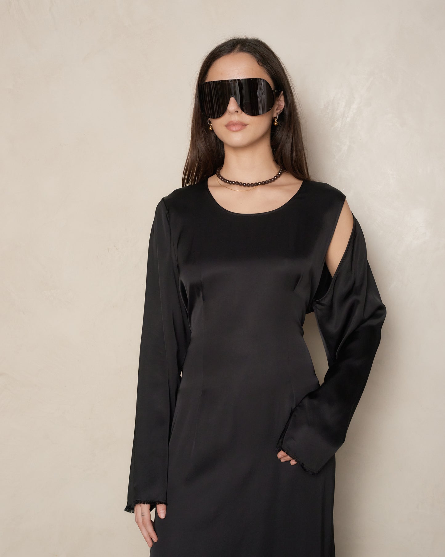 Black Long Sleeve Cut-Out Dress