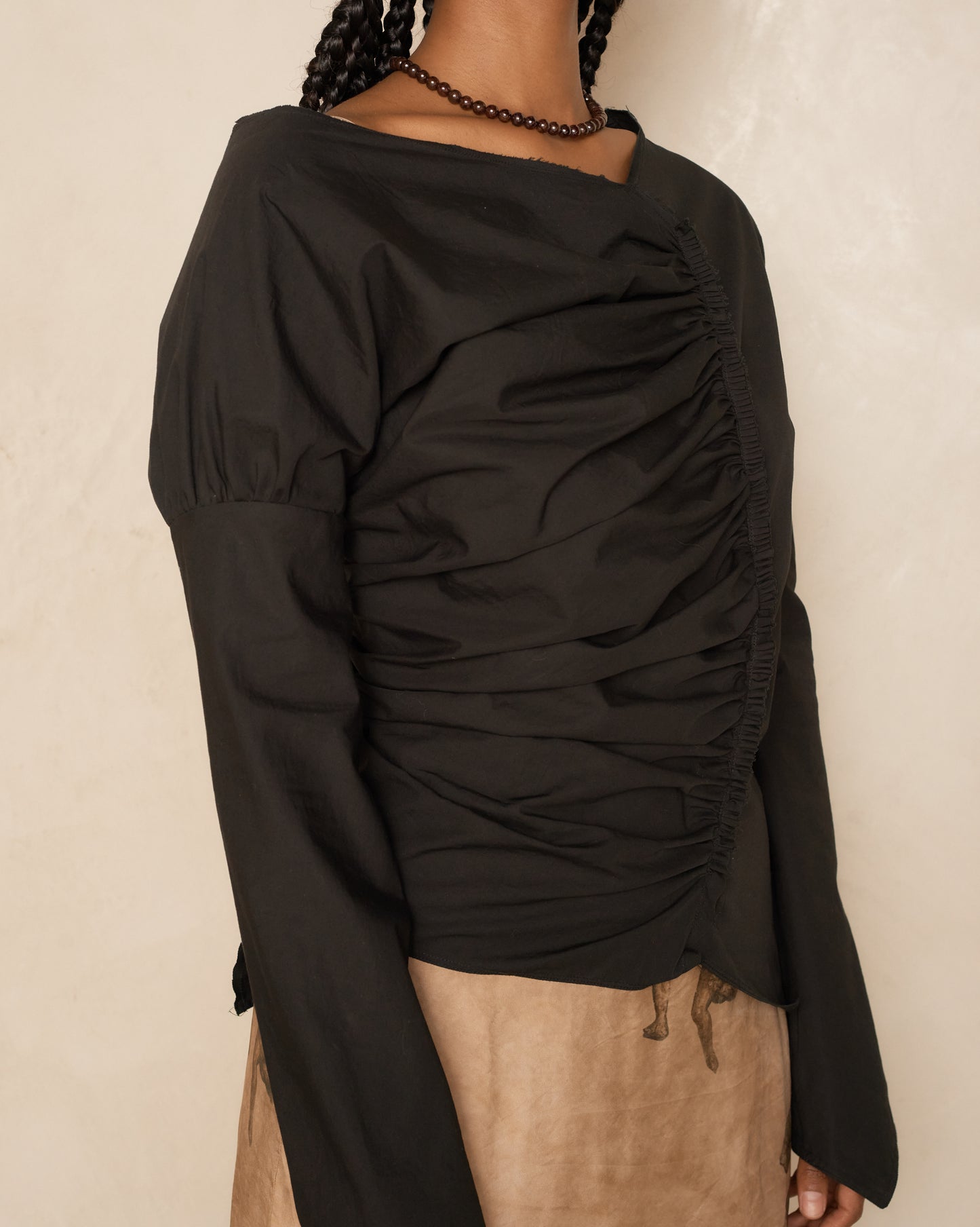 Black Asymmetric Long Sleeve Top