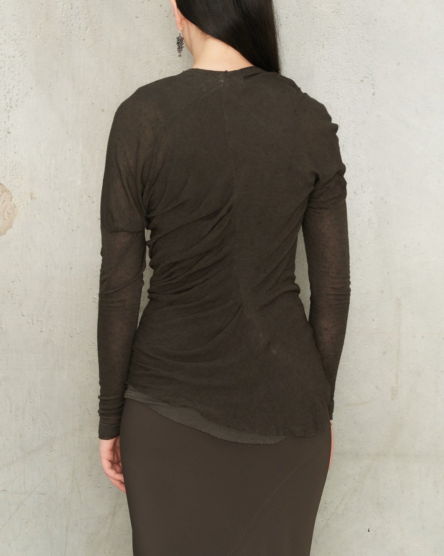 Dark Grey Asymmetrical Long Sleeve Top