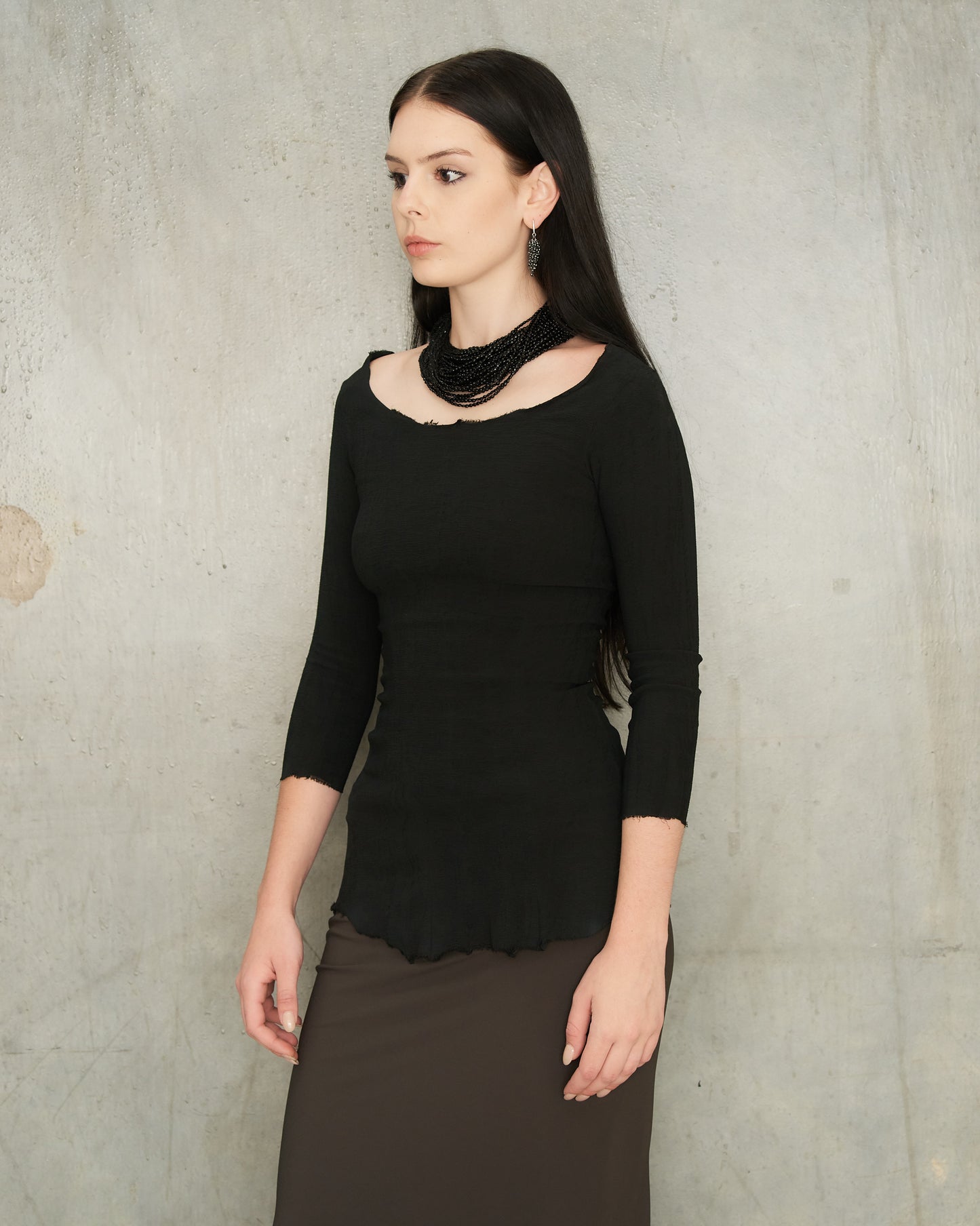 Noir Mid Sleeve Stretch Top