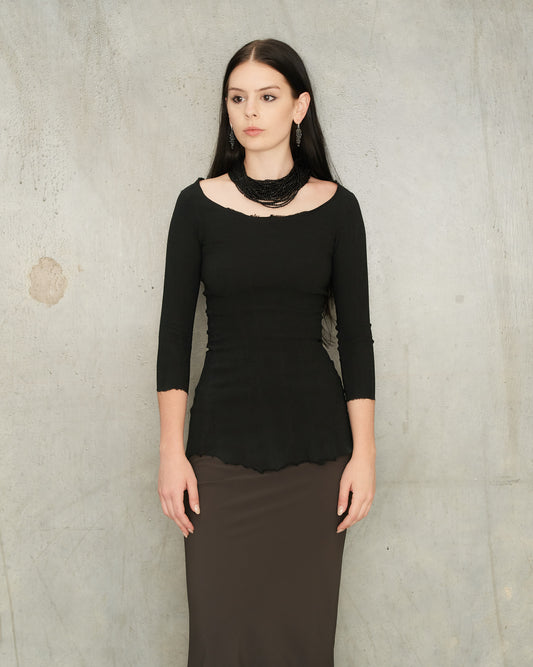 Noir Mid Sleeve Stretch Top