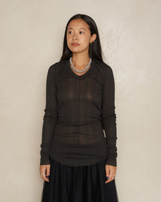 Noir Rib Jersey Long Sleeve Top