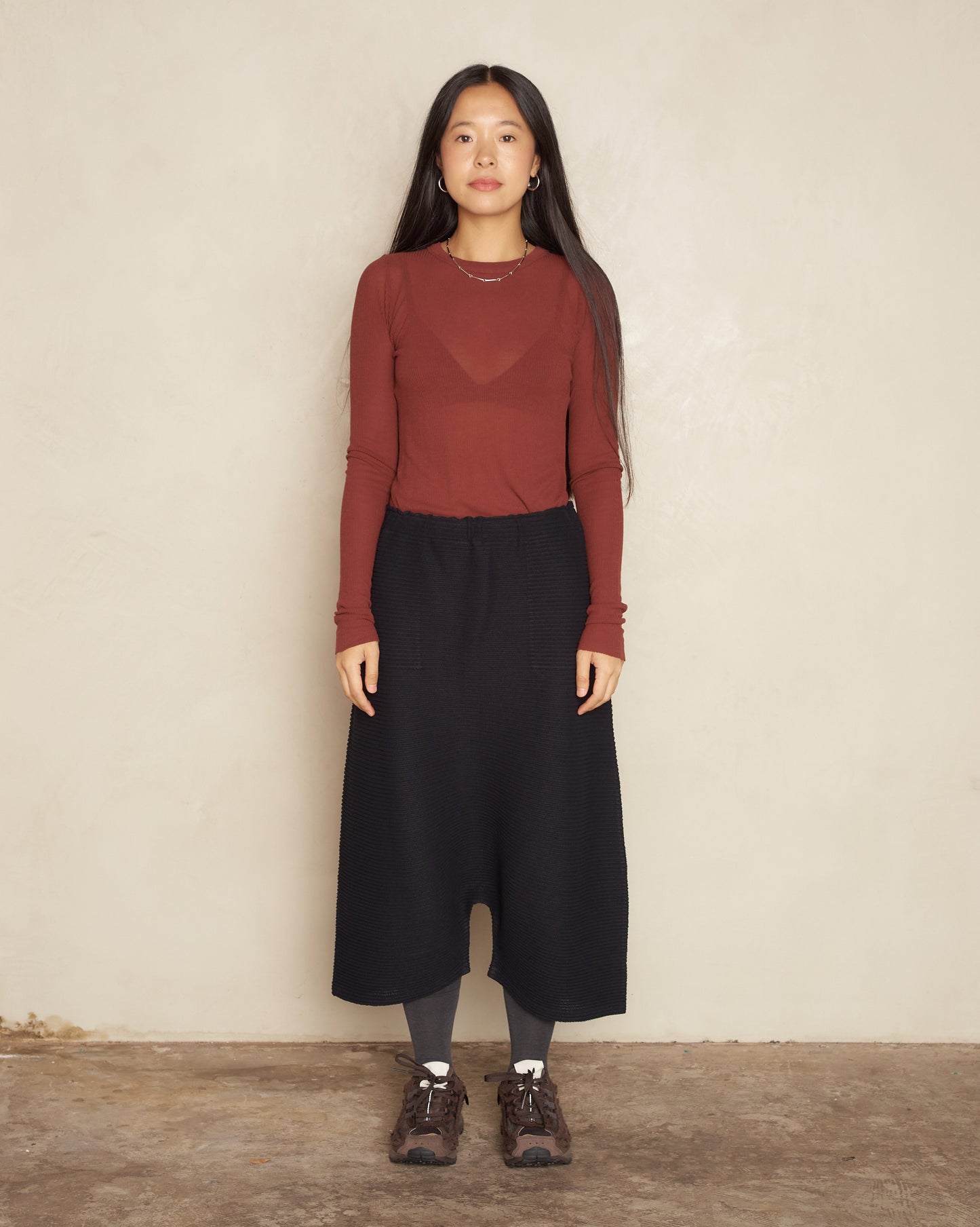 Black Fuwa Fuwa Mesh Pleat Trouser