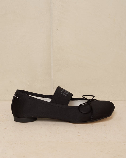 mm6 maison margiela black satin ballerina shoes