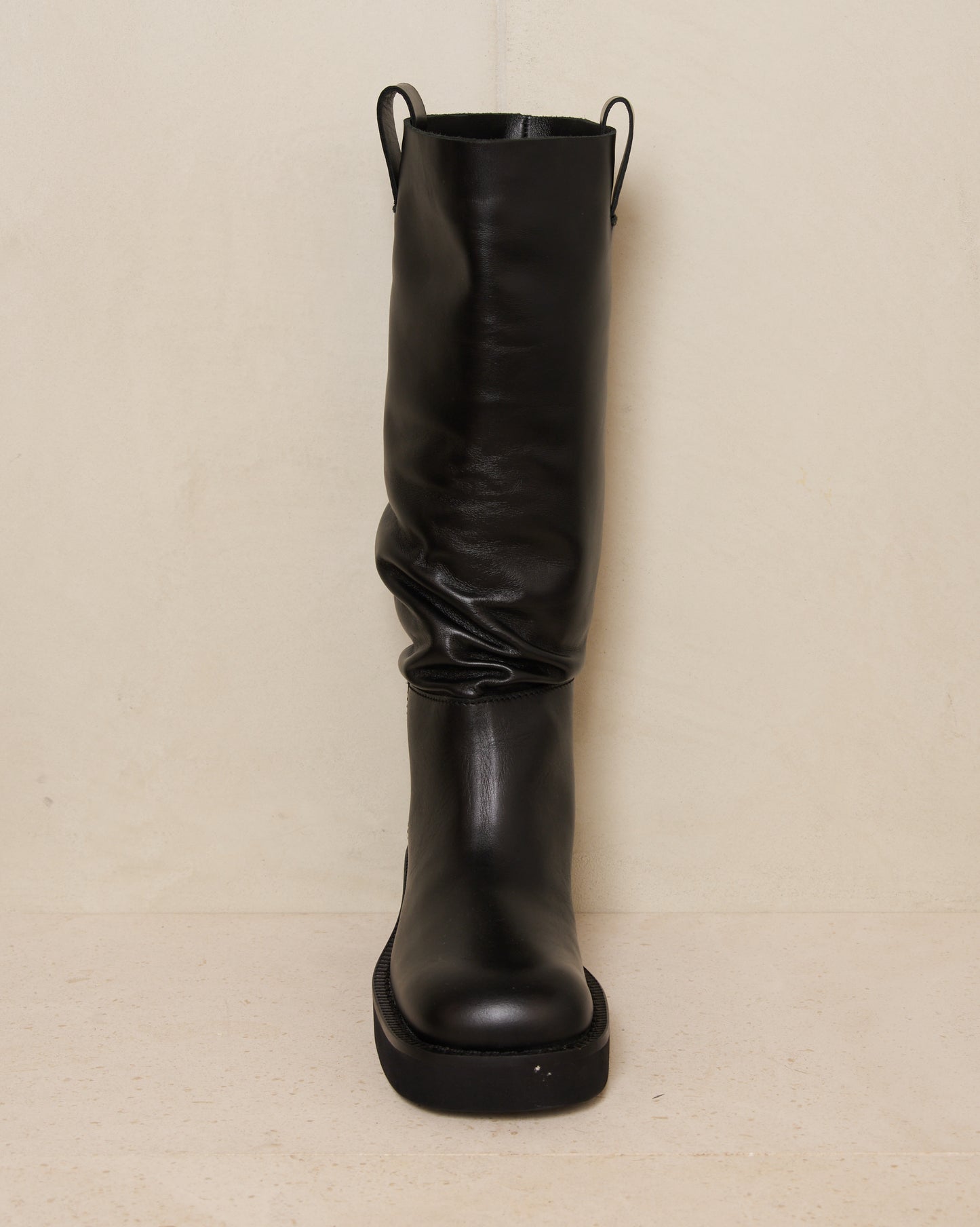 Black Stacked Riding Boot