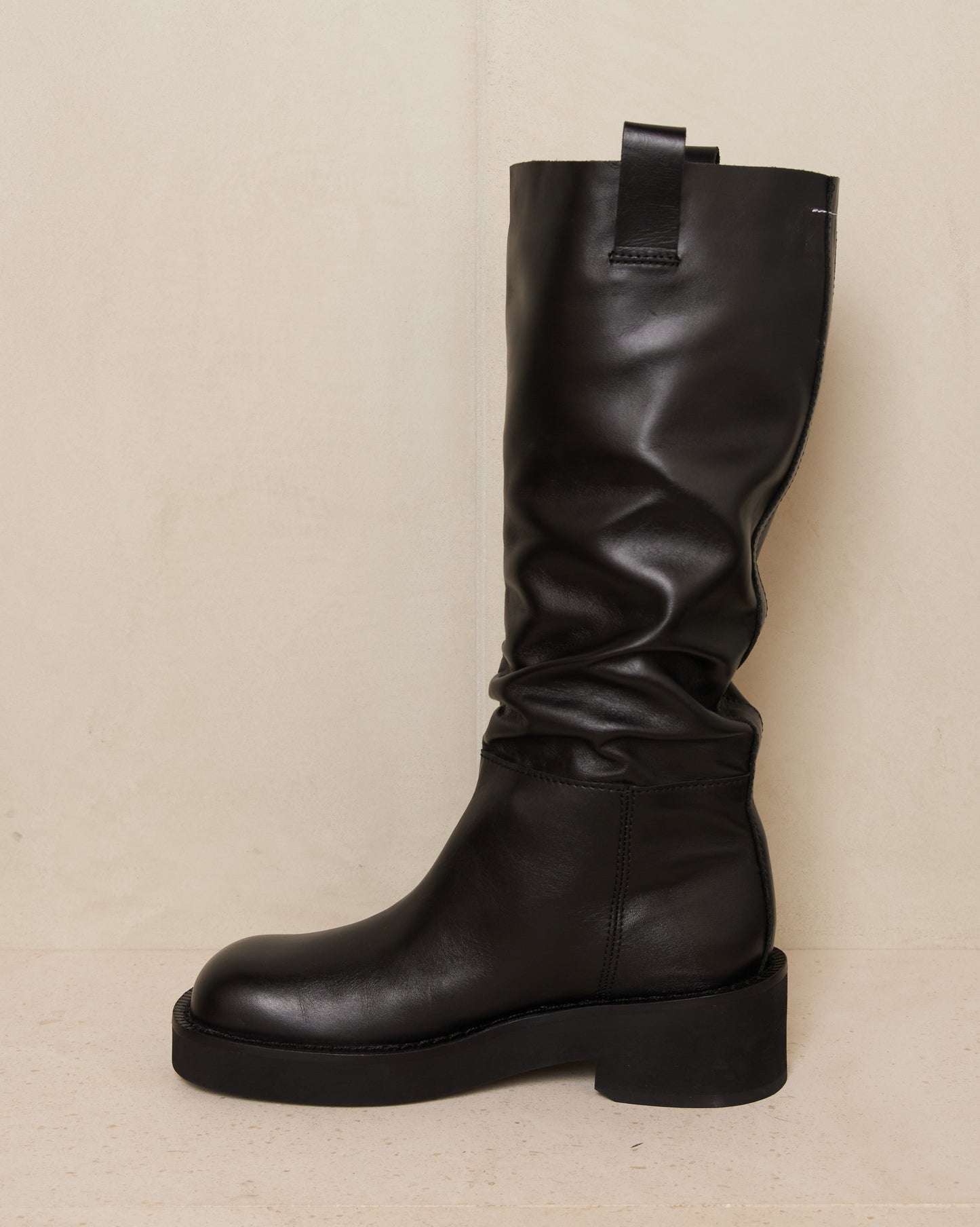 Black Stacked Riding Boot