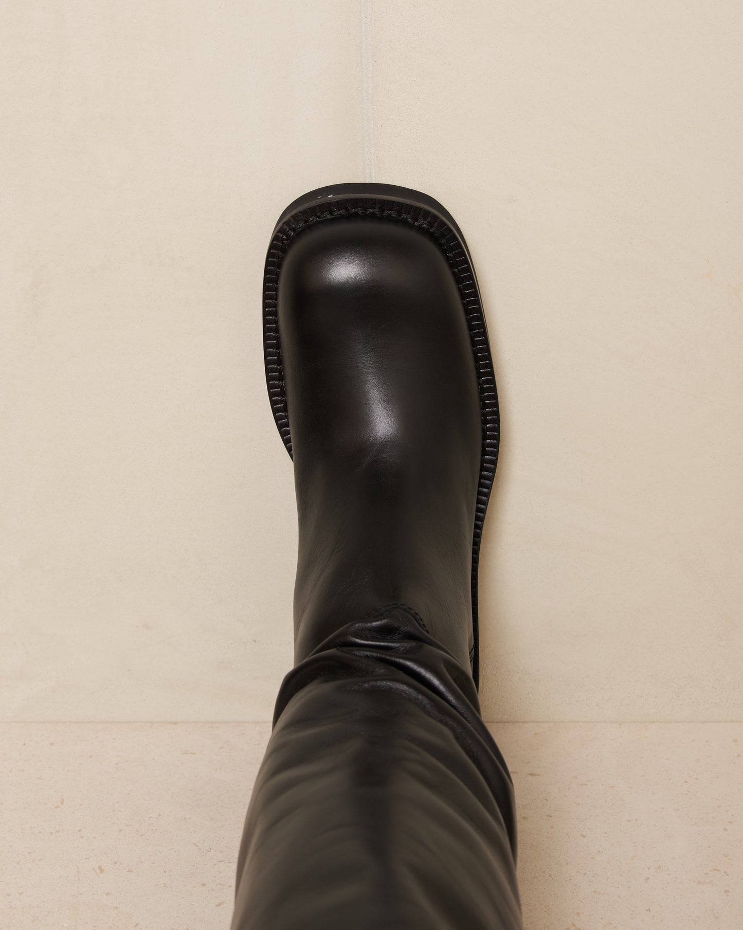 Black Stacked Riding Boot