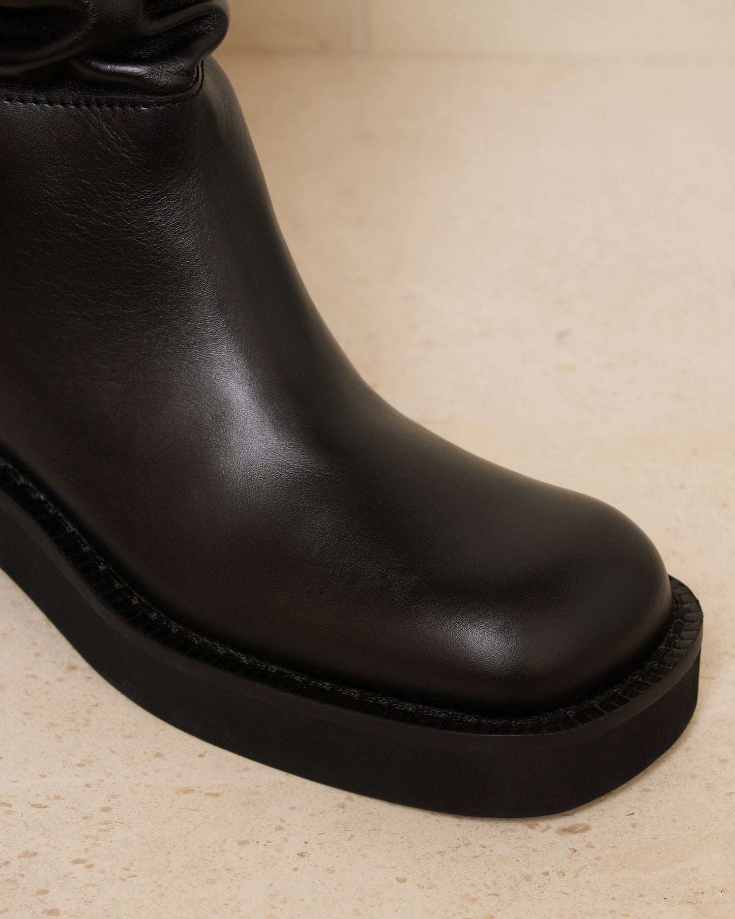 Black Stacked Riding Boot