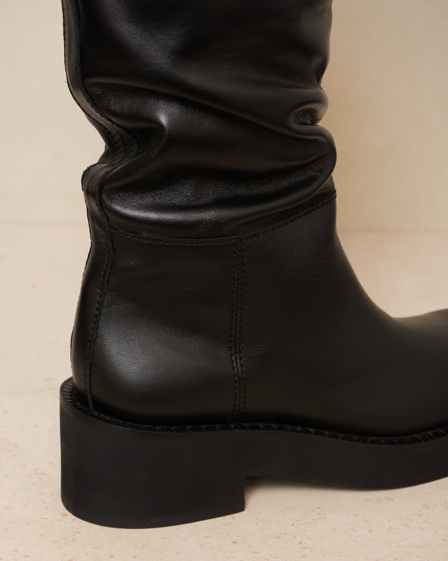 Black Stacked Riding Boot