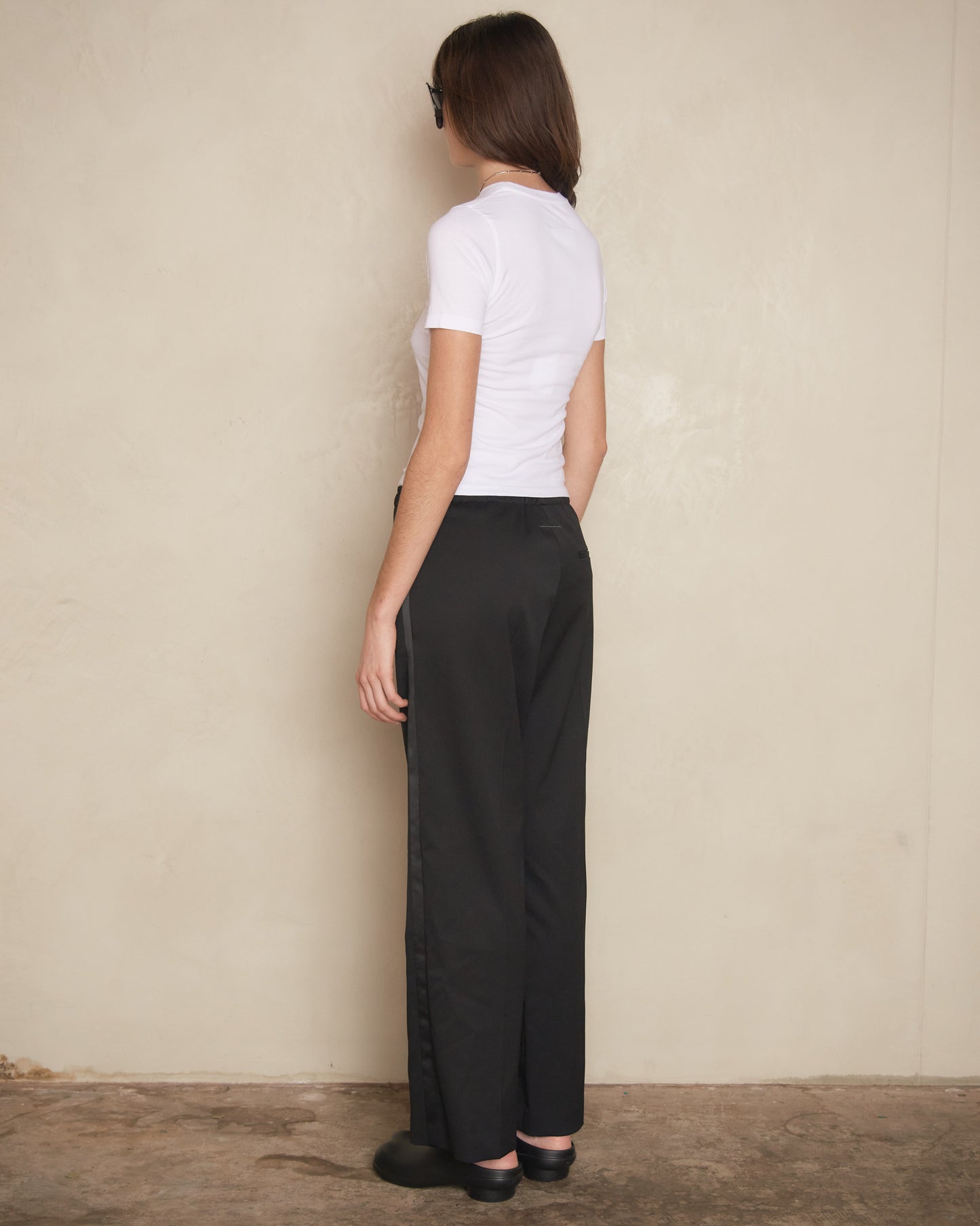 Black Straight Drawstring Trousers