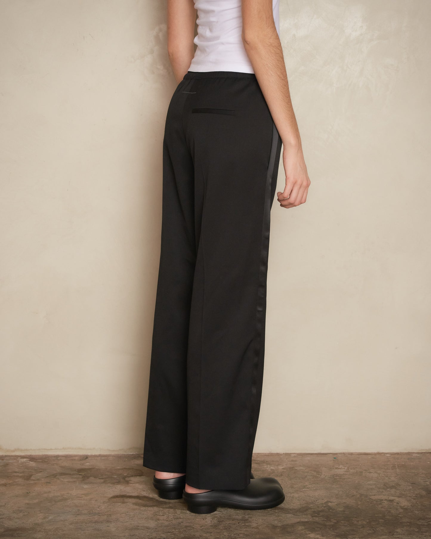 Black Straight Drawstring Trousers