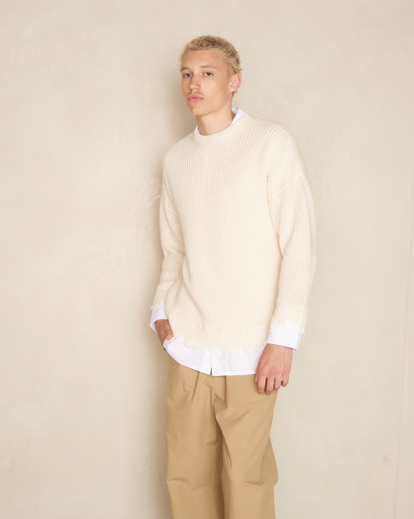 mm6-cream-frayed-hem-knit-shirt-s62hl0019