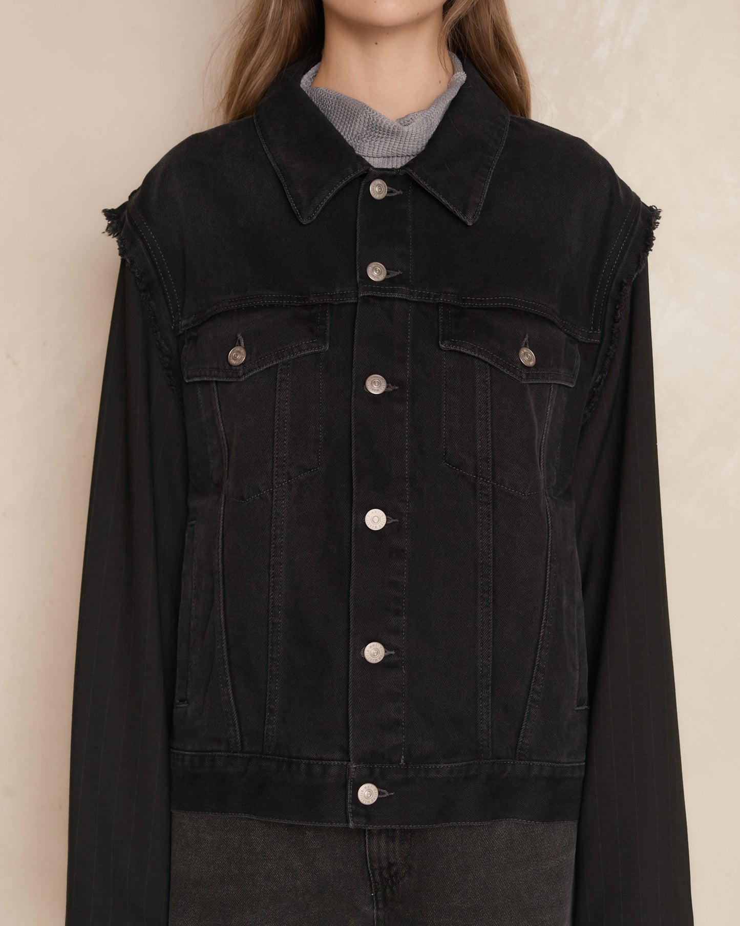 Black Frayed Denim Jacket