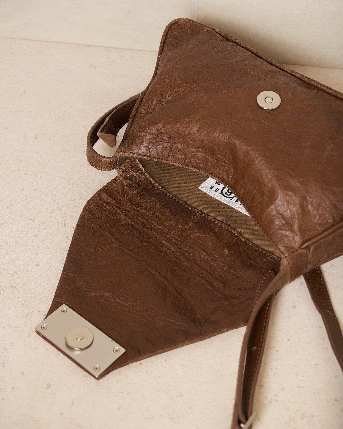 Rustic Brown Leather Numeric Bag