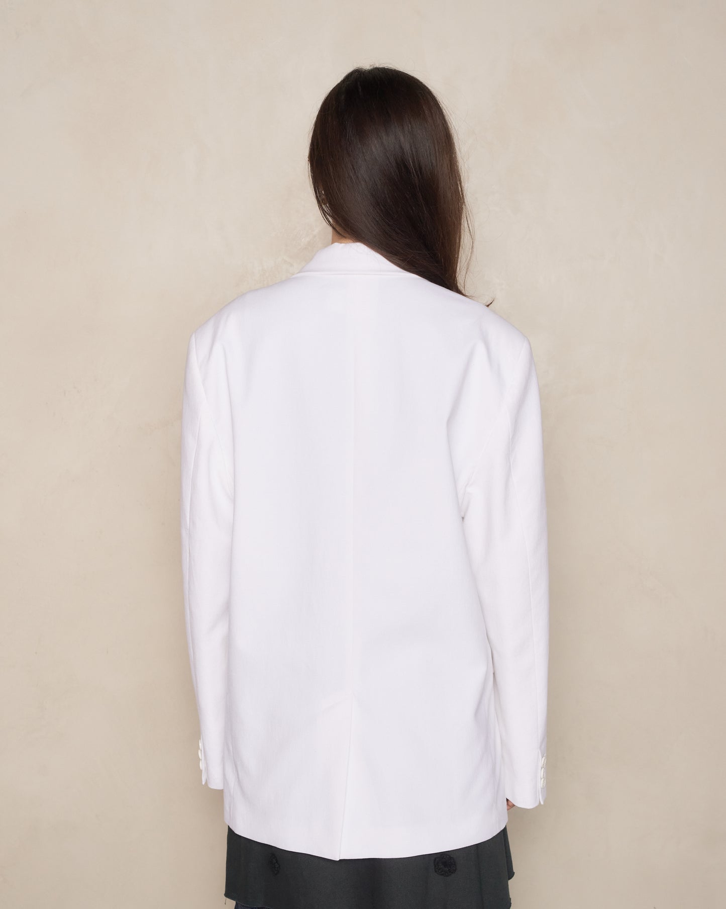 White Linen Blend Blazer