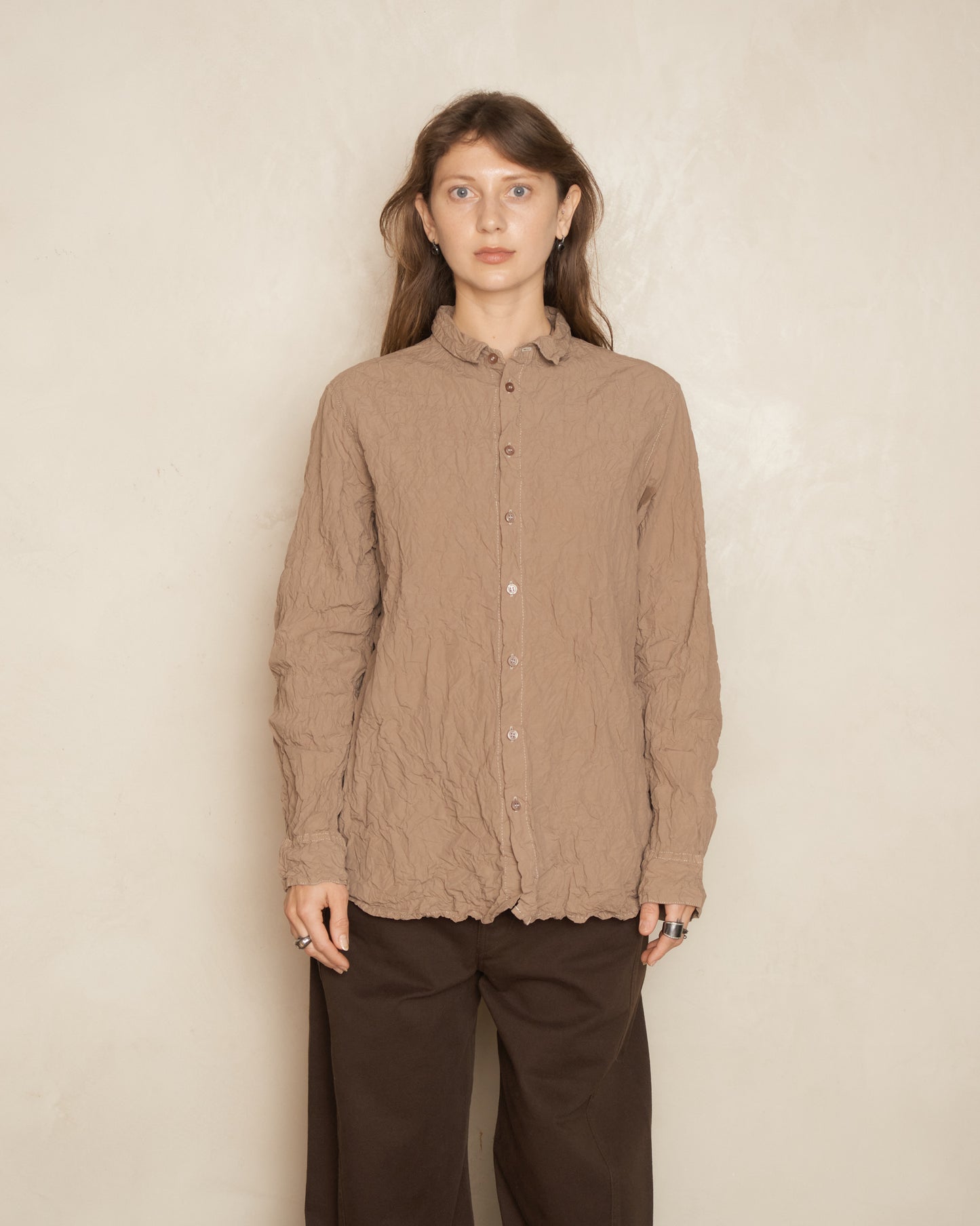 Beige Classic Crinkle Blouse