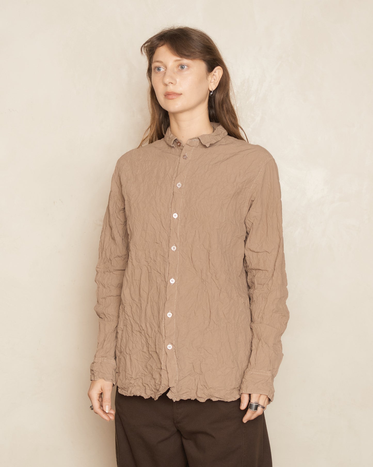 Beige Classic Crinkle Blouse