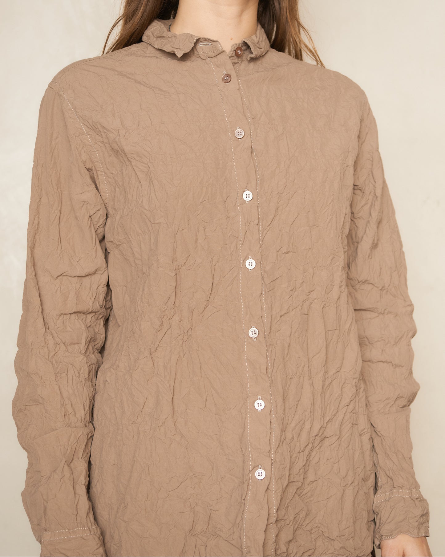 Beige Classic Crinkle Blouse