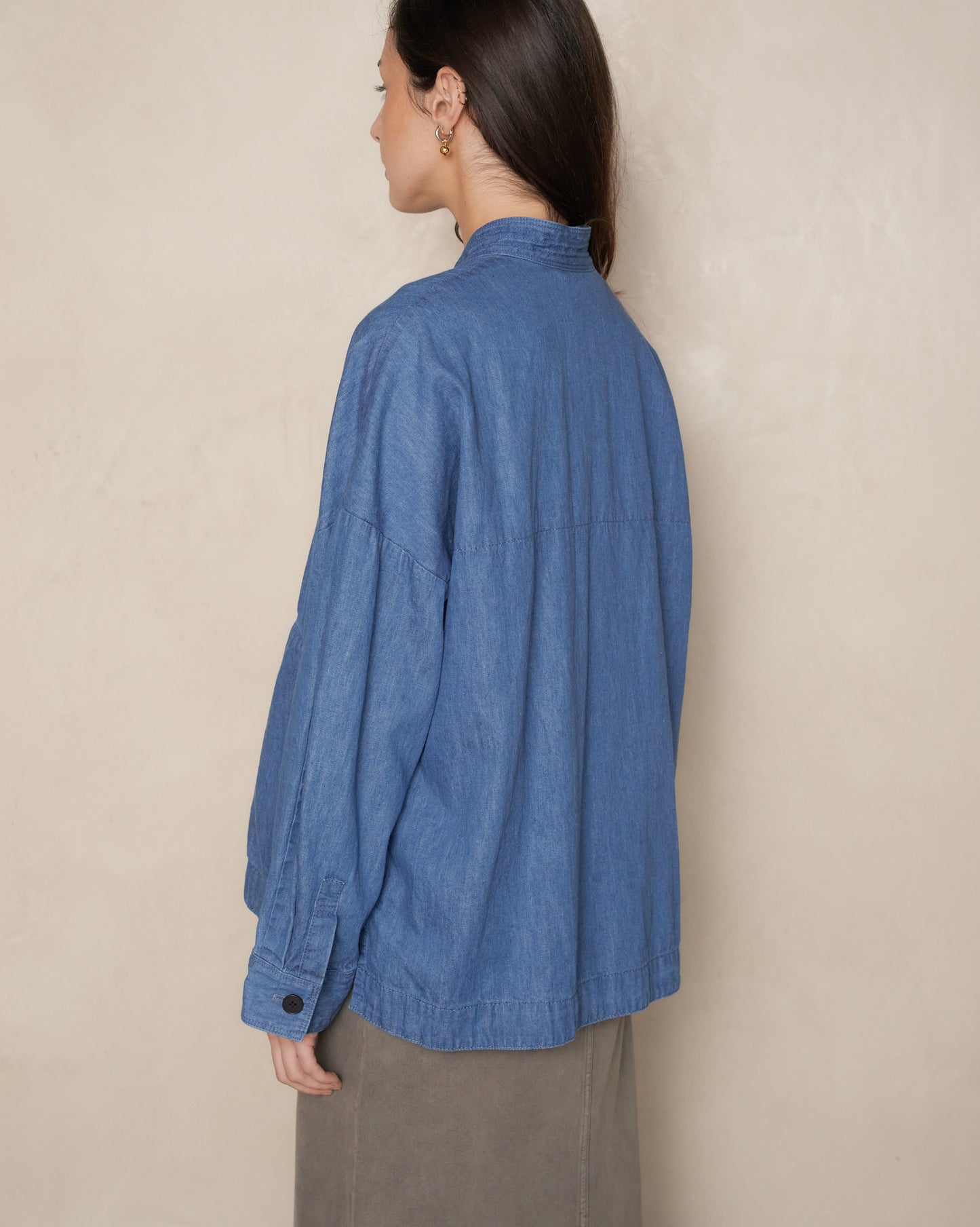 Blue Drop Shoulder Denim Coverall Jacket