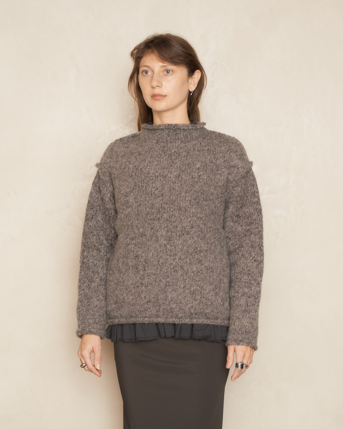 Greige Baby Alpaca Knit Pullover