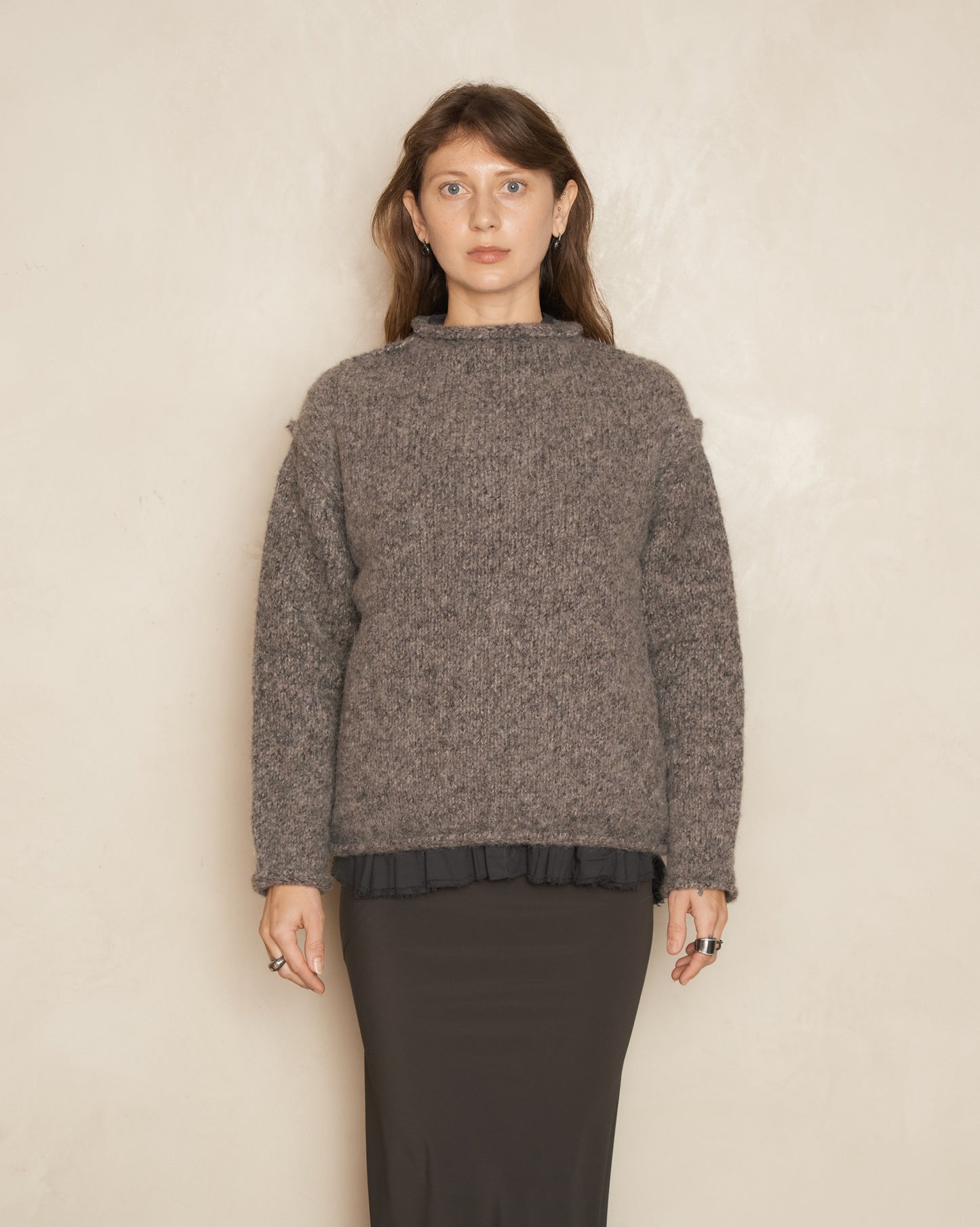 Greige Baby Alpaca Knit Pullover