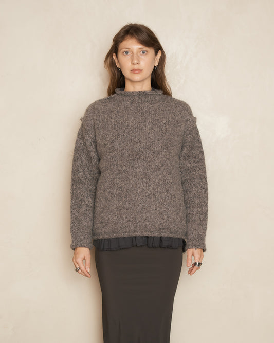 Greige Baby Alpaca Knit Pullover